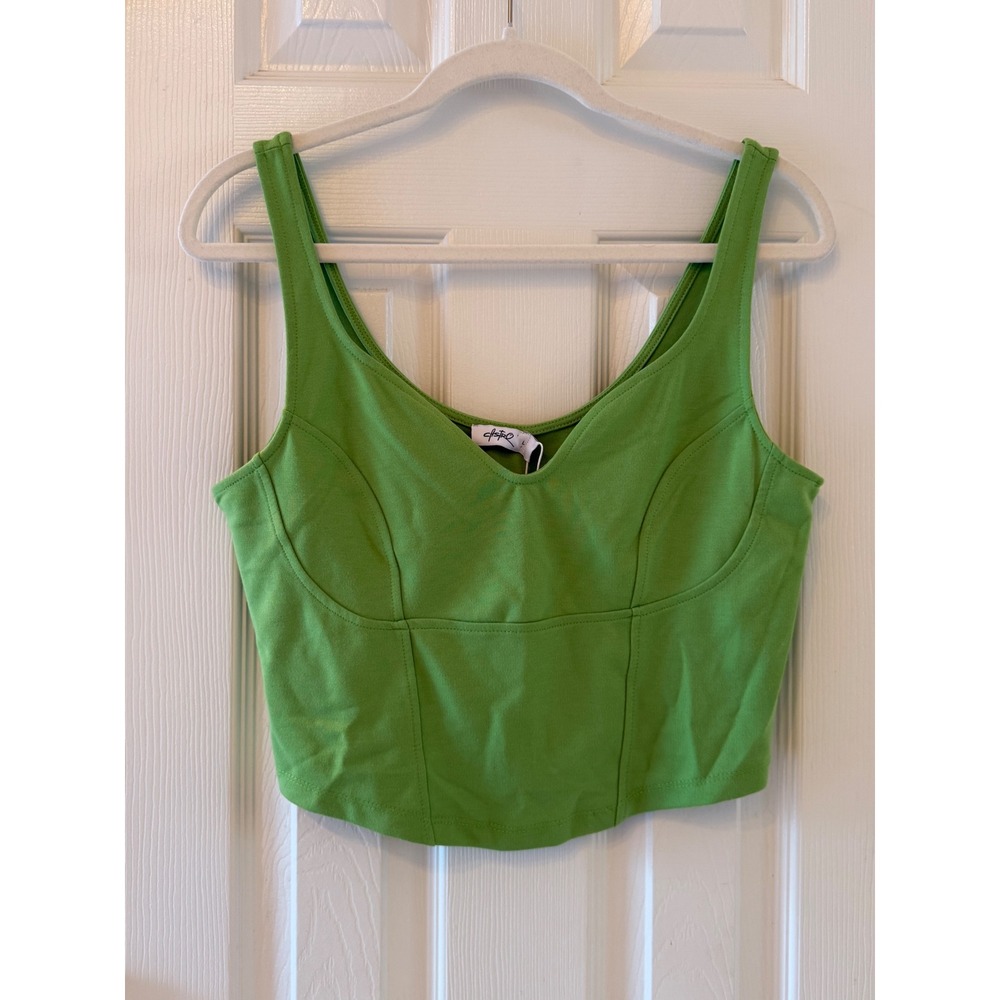Castro Bright Green Corset Style Cropped Tank Bustier‎ Top NWT Size L